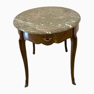 Victorian French Freestanding Kingwood Marble Top Lamp Table, 1880s