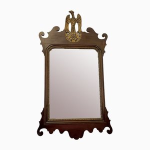 Large Edwardian Inlaid and Gilt Mahogany Fretted Wall Mirror, 1900s