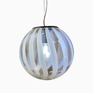 Lámpara colgante esférica blanca transparente de cristal de Murano de Simoeng