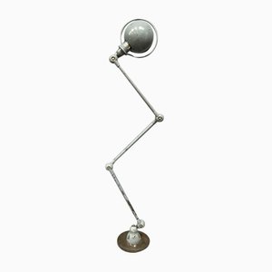 Blue Gray Three-Arms Table Lamp on Iron Base by Jean-Louis Domecq, 1950s