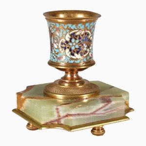 Enameled Brass Candleholder, France, 1880s