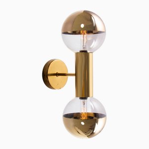 German Golden Sputnik Wall Sconce Glass and Brass by Motoko Ishii for Staff, 1970s