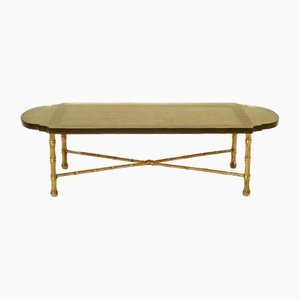 Bronze Saint Gobain Gilded Glass Coffee Table from Maison Baguès, 1950s