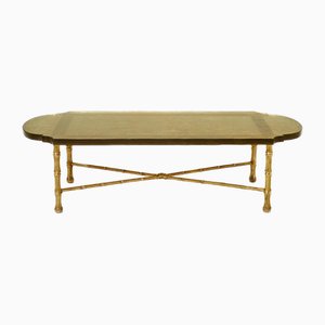 Vergoldeter Saint Gobain Couchtisch aus Bronze von Maison Baguès, 1950er