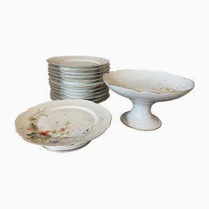 Hand-Painted Porcelain Plates, Set of 14