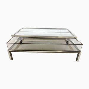 Vintage Sliding Top Coffee Table attributed to Belgochrom / Dewulf Selection, 1970s