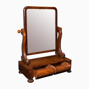 William IV English Dressing Table Mirror in Original Glass & Barrel Front