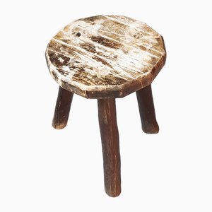 Vintage French Wooden Stool, 1950s