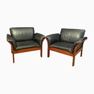 Illum Wikkelsø Armchairs, Denmark, 1970s, Set of 2