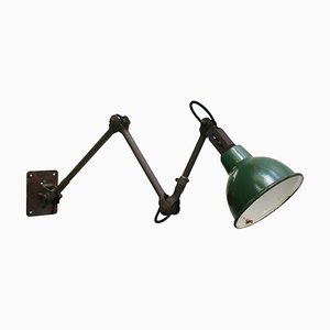 Industrielle Vintage Maschinist Work Wandlampe aus grünem Metall mit 3 Armen von Dugdills, UK