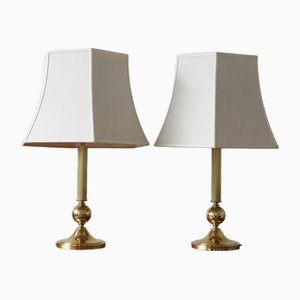 Large Brass Table Lamps by Leclaire & Schäfer, Set of 2
