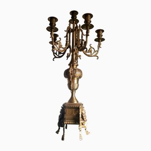 Baroque Six-Armed Candleholder in Brass