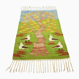 Scandinavian Art Rug with Bird Motiv, 1970s