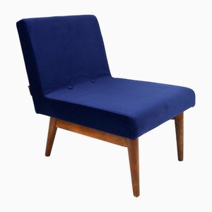 Vintage Lounge Chair in Dark Blue Velvet, 1970s