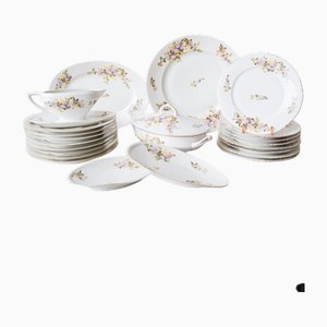 Piatti in porcellana con fiori di Limoges, anni '40, set di 36