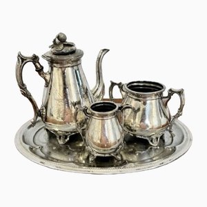 Set da tè vittoriano a tre pezzi, fine XIX secolo, set di 4