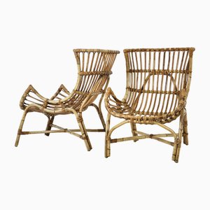 Italienische Rattan Sessel, 1960er, 2er Set, 2er Set