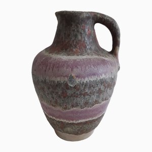 Vaso vintage a righe colorate in ceramica di ES Keramik, Germania, anni '70