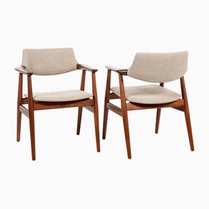 Danish Chairs in Teak by Erik Kirkegaard for Høng Stolfabrik, 1960s, Set of 2