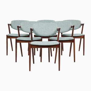 Mid-Century Danish Model 42 Dining Chairs in Rosewood attributed to Kai Kristiansen for Schou Andersen, Set of 6