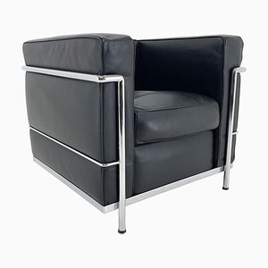 Lc3 Armlehnstuhl aus schwarzem Leder & Chrom von Le Corbusier, 1990er