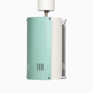 Mid-Century Cylindrical Turquoise and White Ceiling Lamp, 1960s