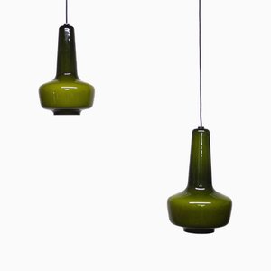 Green Model Kreta Pendant Lights attributed to Jacob E. Bang for Fog & Morup, 1960s, Set of 2