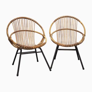 Mid-Century Bamboo and Metal Chair from Rohe Noordwolde, 1960s, Set of 2