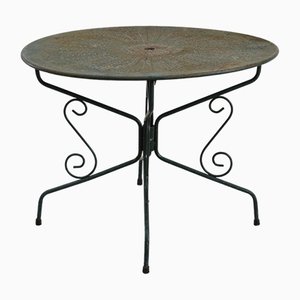 French Metal Garden Bistro Table, 1930s