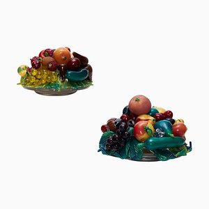 Still Life Fruit Bowls in Blown Murano Glass by Aristi Barovier, 1920, Set of 2