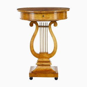 Early 19th Century Empire Birch Lyre Form Side Table