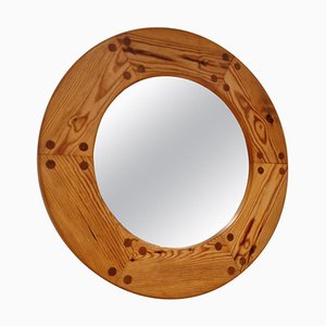 Swedish Wall Mirror in Pine by Uno Kristiansson, 1960s
