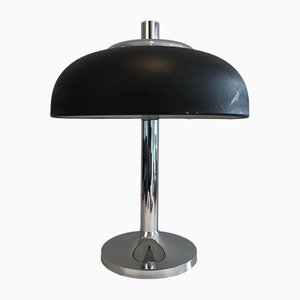 Lampada in metallo cromato e laccato nero, anni '50