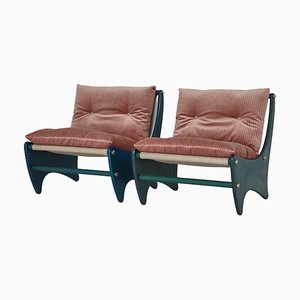 Sillones escandinavos modernos de lona y terciopelo rosa de Poul Cadovius, años 60. Juego de 2