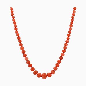 Collier 20e Siècle en Or Jaune 18 Carats et Corail Naturel