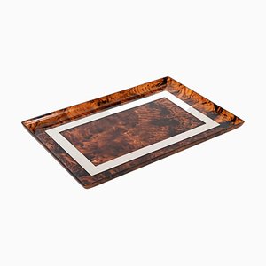 Italian Tortoiseshell-Effect Acrylic Glass and Chrome Serving Tray by Christian Dior, 1970s