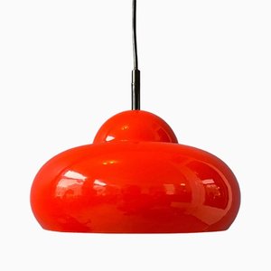 Space Age Red Metal Pendant Lamp, 1970s