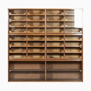 English Glazed Oak Haberdashery Cabinet