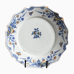 Antique Blue Rococo Plate, 1700s