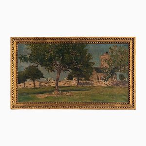 French School, The Churchyard, Oil on Canvas, Late 19th Century, Framed