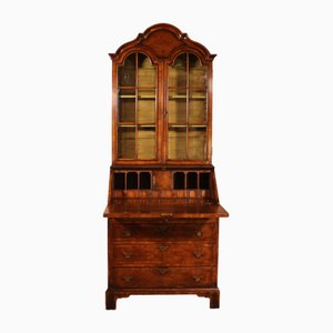 19th Century English Glazed Secretaire Bookcase in Walnut