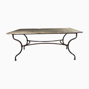 Antique Country Table in Wrought Iron and Wood, 1890s