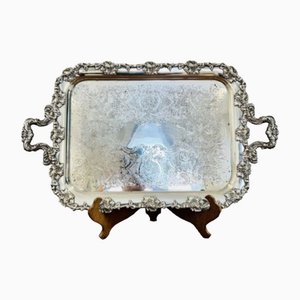 Victorian Silver Plated Ornate Serving Tray, 1880s