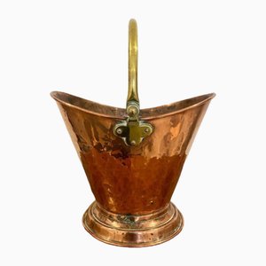 Victorian Copper and Brass Helmet Coal Bucket, 1860s