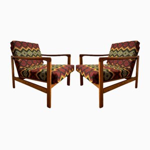 Armchairs in Woven Mind the Gap Upholstery by Zenon Bączyk, Europe, 1960s, Set of 2