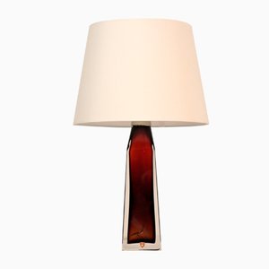 Red Core Doublecoated Glass Table Lamp by Carl Fagerlund for Orrefors, 1950s