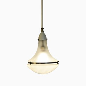 Lampada Luzette in rame smaltato bianco e acciaio di Peter Behrensaeg, Germania, anni '20