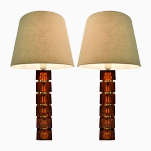 Art Glass Table Lamps by Carl Fagerlund for Orrefors, Set of 2