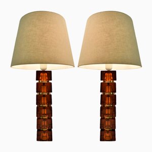 Kunstglas Tischlampen von Carl Fagerlund für Orrefors, 2er Set