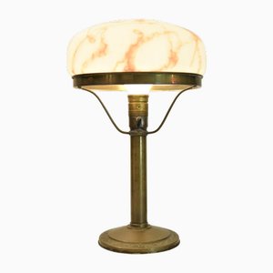 Lampada da tavolo Art Nouveau in ottone e vetro, Svezia, anni '20